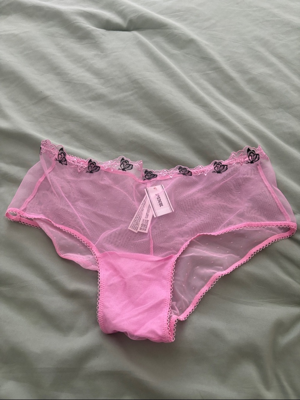 Victoria’s Secret PINK Wink Embroidered Butterfly Mesh Cheeky Panty M